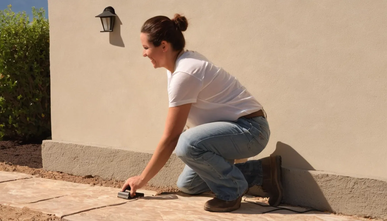 A provider checking a garden wall for ant trails near a San Bernardino home